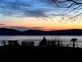 Viewing sunset over the Hudson River at Mariandale