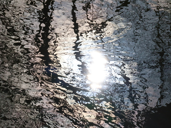 Morning Sun Reflected on the Cam River, as seen from a footbridge in February - #3